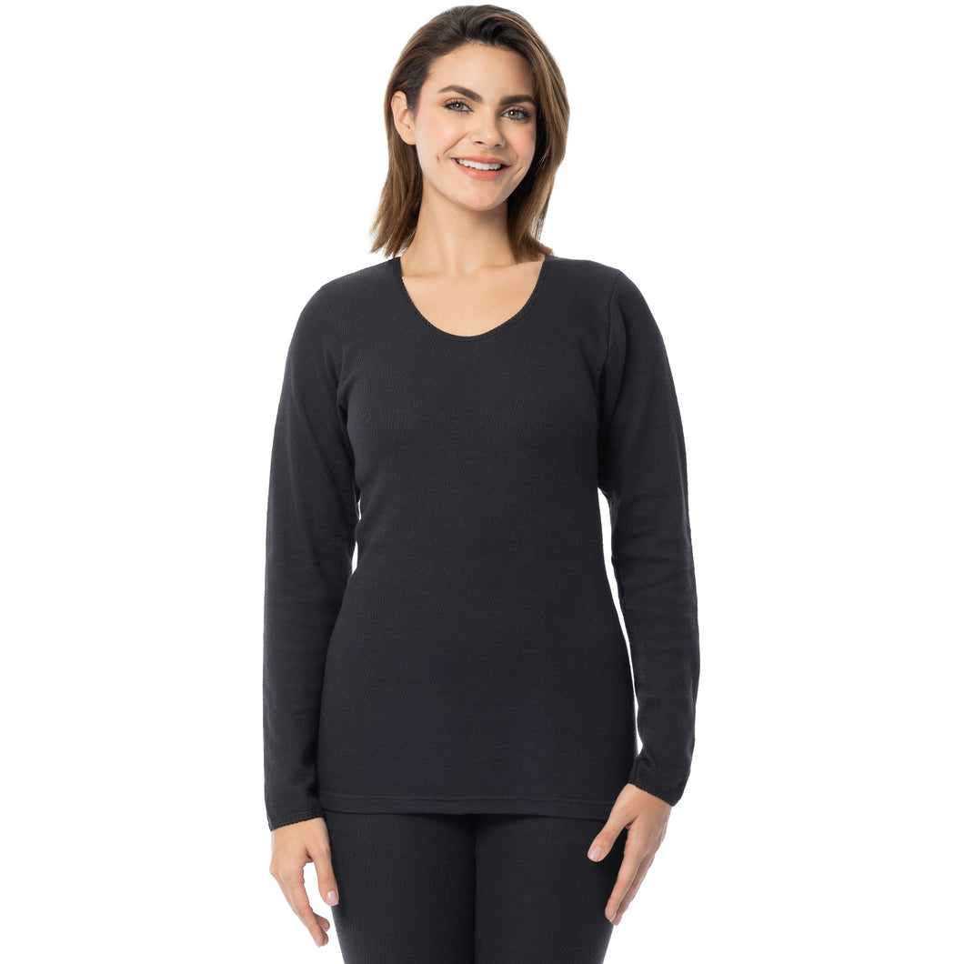 Women's Cotton Raschel Knit Thermal Crew