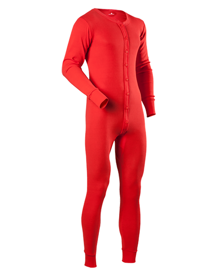 Red long johns with 2025 flap